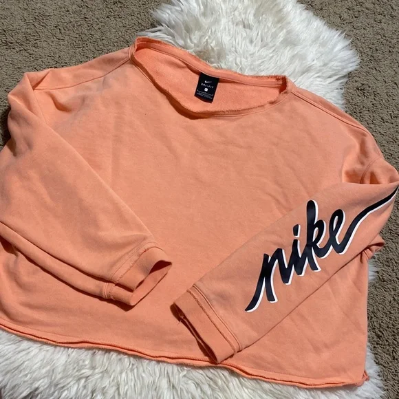 Nike Femme Cropped Training Crew Sweatshirt Orange Crimson Bliss Large - Picture 5 of 12